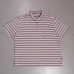 Patagonia Squeaky Clean Striped Organic Cotton Polo Shirt Men's XL Preppy Pocket